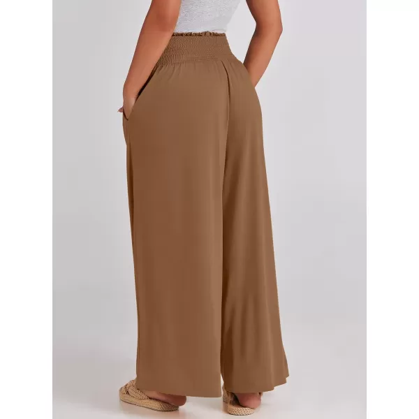 imageANRABESS Women Palazzo Pants Summer Boho Wide Leg High Waist Casual Loose Lounge Pant Trousers with PocketKhaki