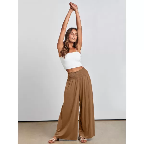 imageANRABESS Women Palazzo Pants Summer Boho Wide Leg High Waist Casual Loose Lounge Pant Trousers with PocketKhaki