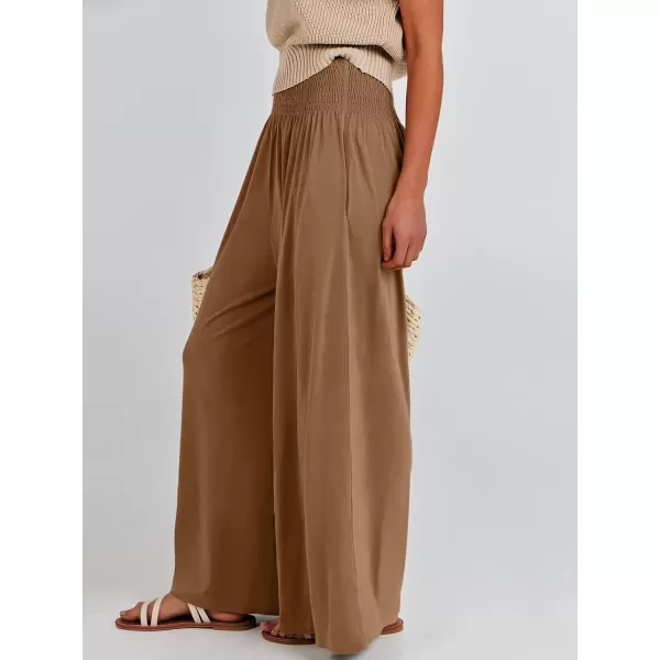 imageANRABESS Women Palazzo Pants Summer Boho Wide Leg High Waist Casual Loose Lounge Pant Trousers with PocketKhaki