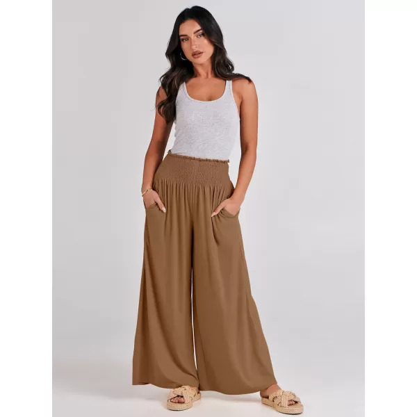 imageANRABESS Women Palazzo Pants Summer Boho Wide Leg High Waist Casual Loose Lounge Pant Trousers with PocketKhaki