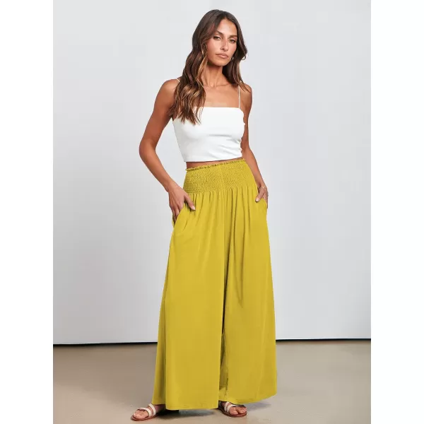 imageANRABESS Women Palazzo Pants Summer Boho Wide Leg High Waist Casual Loose Lounge Pant Trousers with PocketYellow