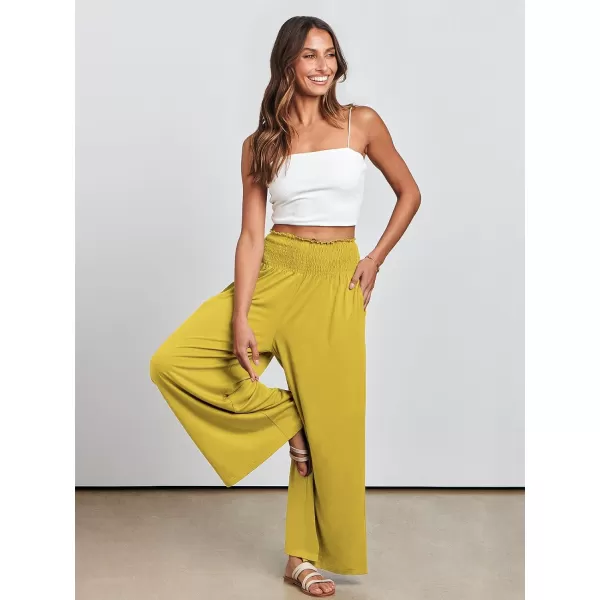 imageANRABESS Women Palazzo Pants Summer Boho Wide Leg High Waist Casual Loose Lounge Pant Trousers with PocketYellow