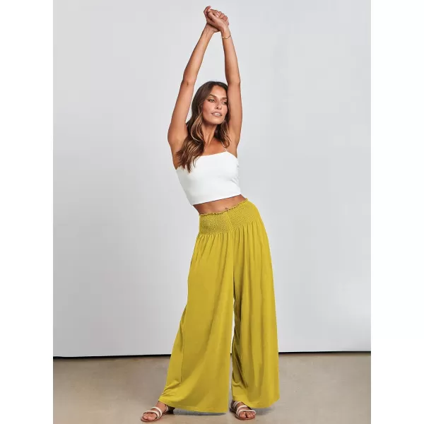 imageANRABESS Women Palazzo Pants Summer Boho Wide Leg High Waist Casual Loose Lounge Pant Trousers with PocketYellow