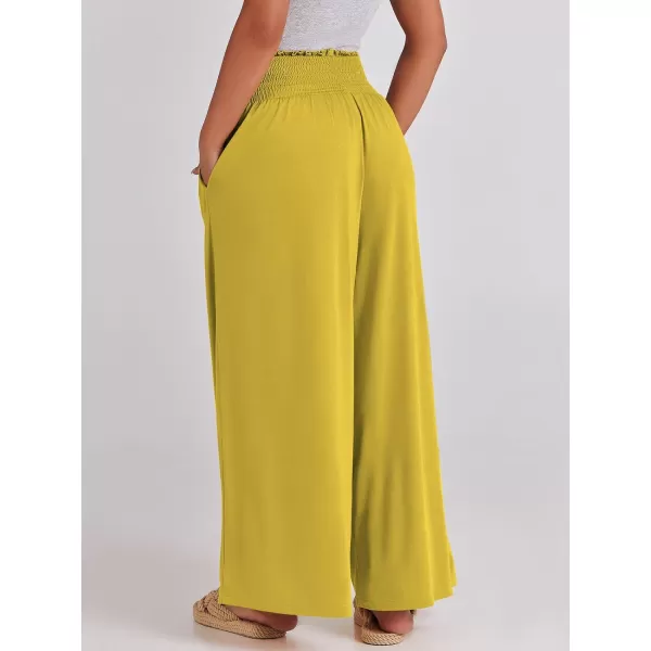 imageANRABESS Women Palazzo Pants Summer Boho Wide Leg High Waist Casual Loose Lounge Pant Trousers with PocketYellow