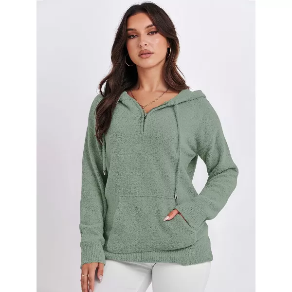 imageANRABESS Women Quarter Zip Long Sleeve Oversized Hoodie Sweater Drawsring V Neck Casual Loose Fall Sweatshirt ClothesArmy Green