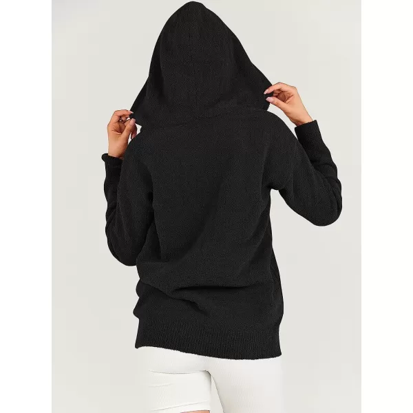 imageANRABESS Women Quarter Zip Long Sleeve Oversized Hoodie Sweater Drawsring V Neck Casual Loose Fall Sweatshirt ClothesBlack