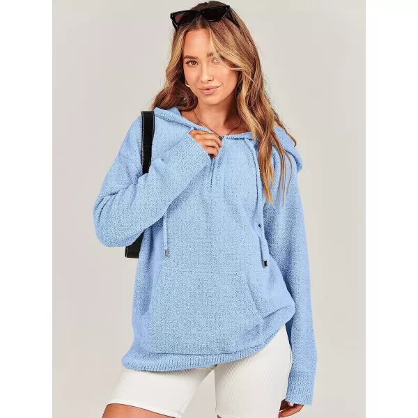 imageANRABESS Women Quarter Zip Long Sleeve Oversized Hoodie Sweater Drawsring V Neck Casual Loose Fall Sweatshirt ClothesBlue