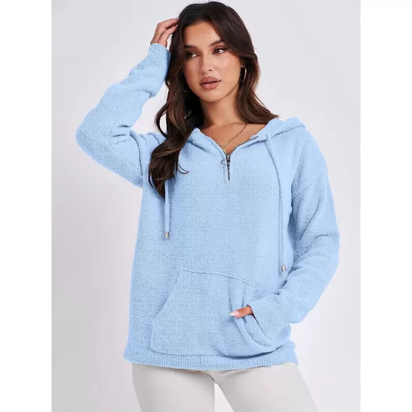 imageANRABESS Women Quarter Zip Long Sleeve Oversized Hoodie Sweater Drawsring V Neck Casual Loose Fall Sweatshirt ClothesBlue