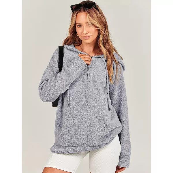 imageANRABESS Women Quarter Zip Long Sleeve Oversized Hoodie Sweater Drawsring V Neck Casual Loose Fall Sweatshirt ClothesGray