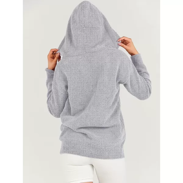 imageANRABESS Women Quarter Zip Long Sleeve Oversized Hoodie Sweater Drawsring V Neck Casual Loose Fall Sweatshirt ClothesGray
