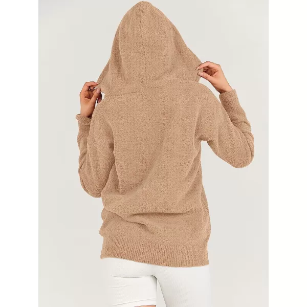imageANRABESS Women Quarter Zip Long Sleeve Oversized Hoodie Sweater Drawsring V Neck Casual Loose Fall Sweatshirt ClothesKhaki