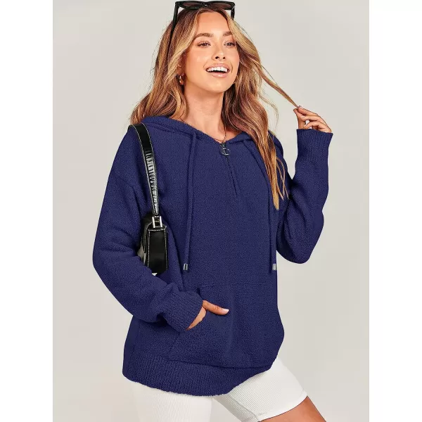 imageANRABESS Women Quarter Zip Long Sleeve Oversized Hoodie Sweater Drawsring V Neck Casual Loose Fall Sweatshirt ClothesNavy Blue