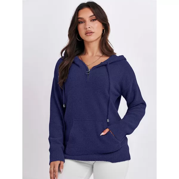 imageANRABESS Women Quarter Zip Long Sleeve Oversized Hoodie Sweater Drawsring V Neck Casual Loose Fall Sweatshirt ClothesNavy Blue