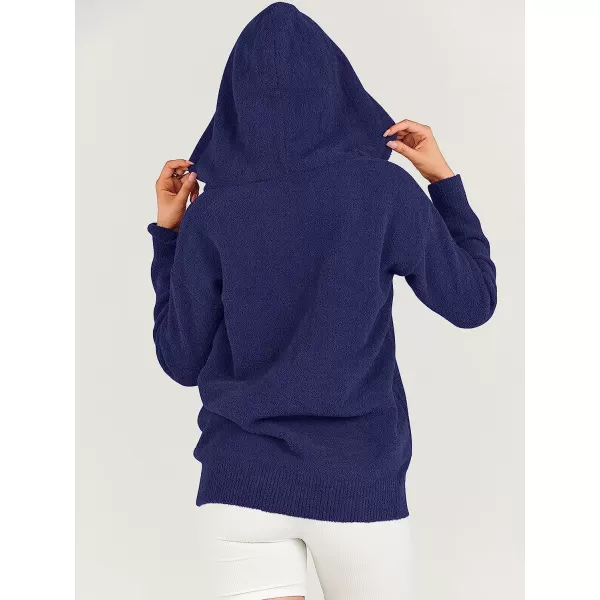 imageANRABESS Women Quarter Zip Long Sleeve Oversized Hoodie Sweater Drawsring V Neck Casual Loose Fall Sweatshirt ClothesNavy Blue