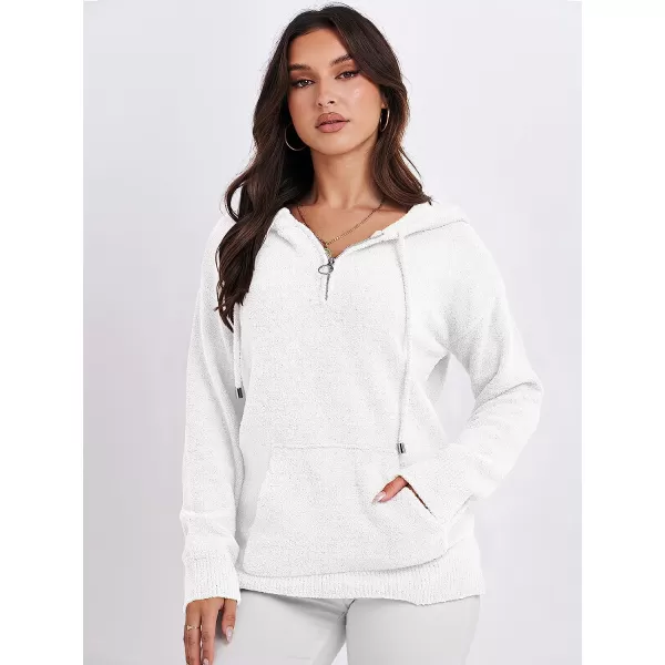imageANRABESS Women Quarter Zip Long Sleeve Oversized Hoodie Sweater Drawsring V Neck Casual Loose Fall Sweatshirt ClothesWhite