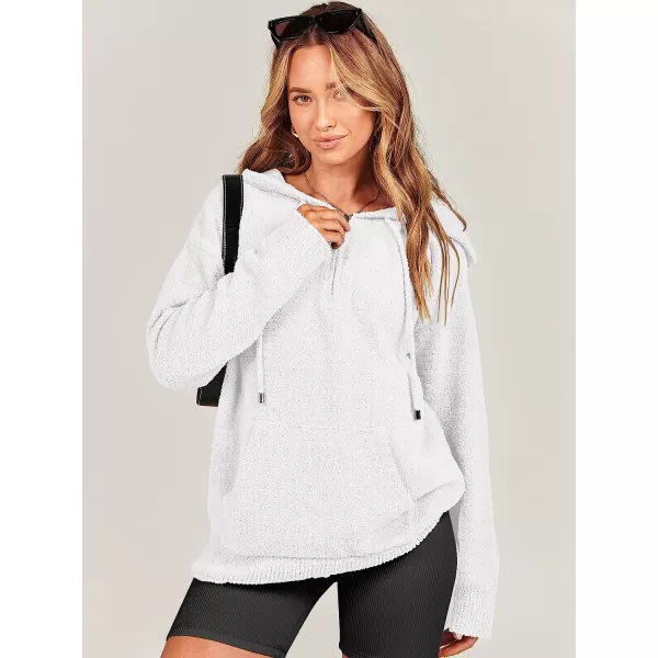 imageANRABESS Women Quarter Zip Long Sleeve Oversized Hoodie Sweater Drawsring V Neck Casual Loose Fall Sweatshirt ClothesWhite