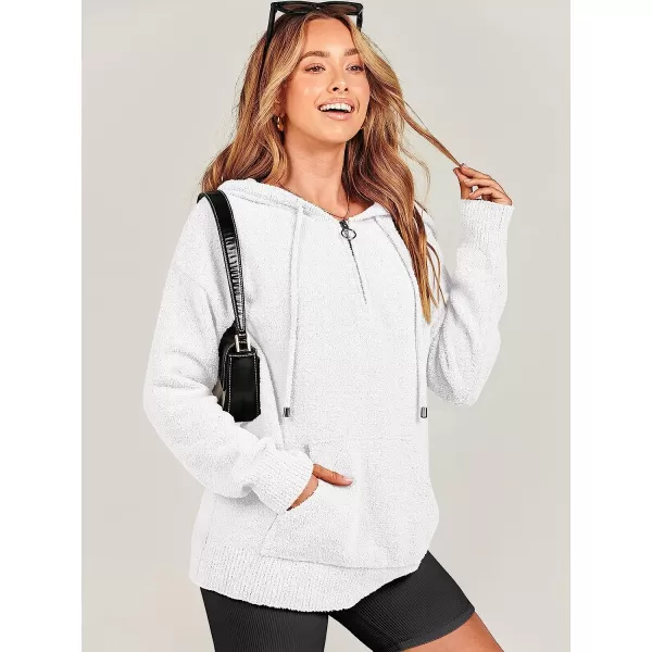 imageANRABESS Women Quarter Zip Long Sleeve Oversized Hoodie Sweater Drawsring V Neck Casual Loose Fall Sweatshirt ClothesWhite