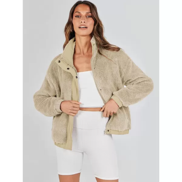 imageANRABESS Women Sherpa Fleece Jackets Casual Long Sleeve Buttons Cropped Coat Winter OutwearApricot