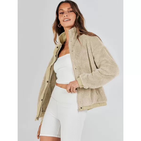 imageANRABESS Women Sherpa Fleece Jackets Casual Long Sleeve Buttons Cropped Coat Winter OutwearApricot