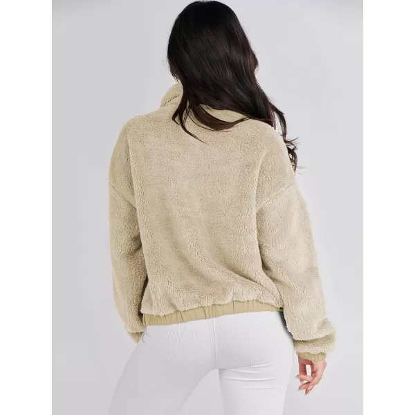 imageANRABESS Women Sherpa Fleece Jackets Casual Long Sleeve Buttons Cropped Coat Winter OutwearApricot