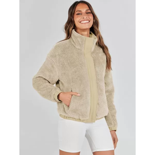 imageANRABESS Women Sherpa Fleece Jackets Casual Long Sleeve Buttons Cropped Coat Winter OutwearApricot