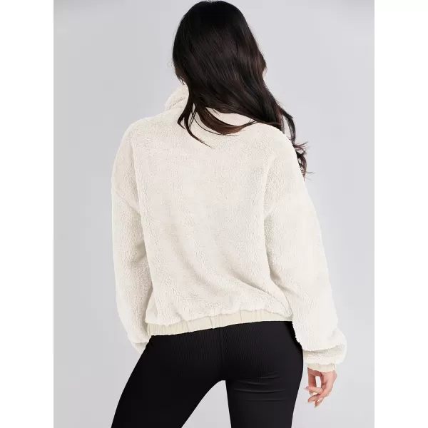 imageANRABESS Women Sherpa Fleece Jackets Casual Long Sleeve Buttons Cropped Coat Winter OutwearBeige