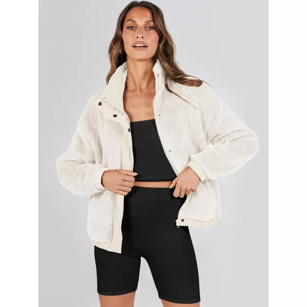 imageANRABESS Women Sherpa Fleece Jackets Casual Long Sleeve Buttons Cropped Coat Winter OutwearBeige