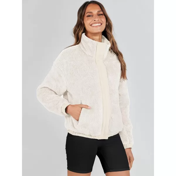 imageANRABESS Women Sherpa Fleece Jackets Casual Long Sleeve Buttons Cropped Coat Winter OutwearBeige