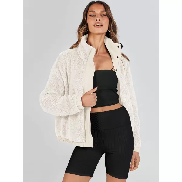 imageANRABESS Women Sherpa Fleece Jackets Casual Long Sleeve Buttons Cropped Coat Winter OutwearBeige