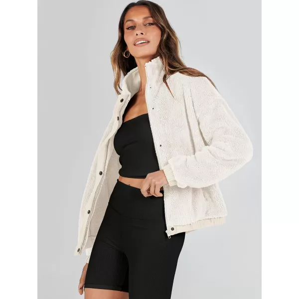 imageANRABESS Women Sherpa Fleece Jackets Casual Long Sleeve Buttons Cropped Coat Winter OutwearBeige