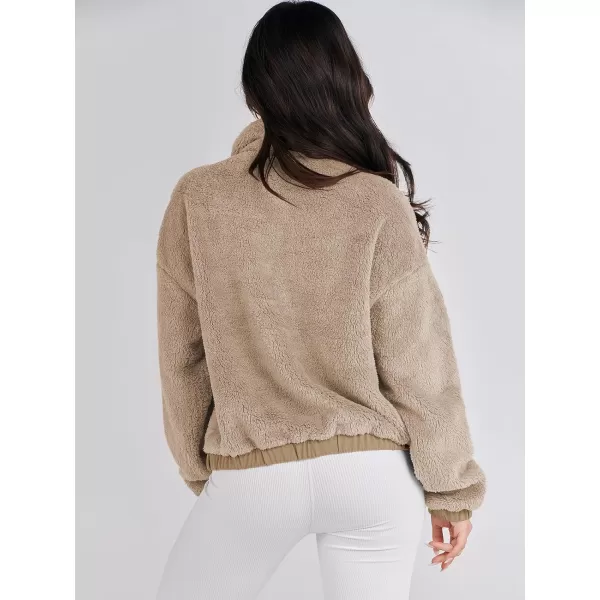 imageANRABESS Women Sherpa Fleece Jackets Casual Long Sleeve Buttons Cropped Coat Winter OutwearKhkai