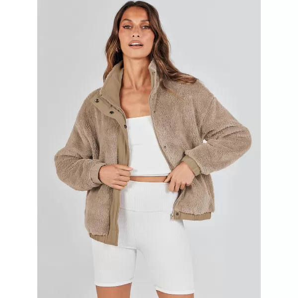 imageANRABESS Women Sherpa Fleece Jackets Casual Long Sleeve Buttons Cropped Coat Winter OutwearKhkai