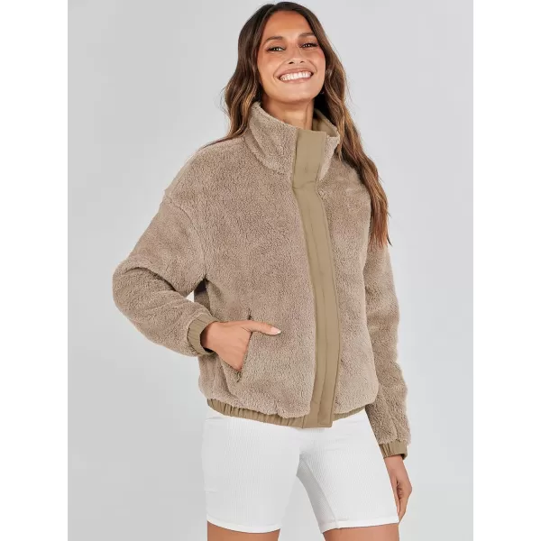imageANRABESS Women Sherpa Fleece Jackets Casual Long Sleeve Buttons Cropped Coat Winter OutwearKhkai