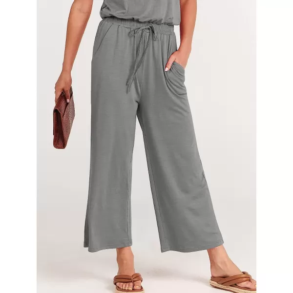 imageANRABESS Women Short Sleeve Summer Casual V Neck Elastic Waist Wide Leg Cropped Pant Jumpsuits Rompers with Pockets01dark Gray