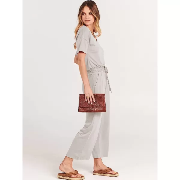 imageANRABESS Women Short Sleeve Summer Casual V Neck Elastic Waist Wide Leg Cropped Pant Jumpsuits Rompers with Pockets02light Gray