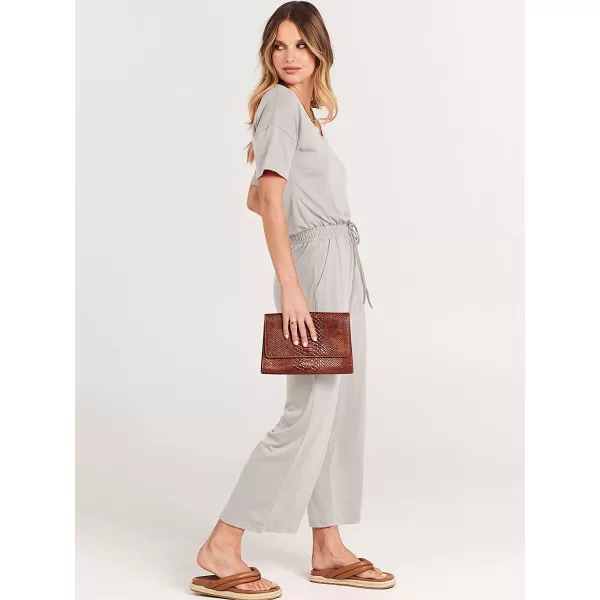 imageANRABESS Women Short Sleeve Summer Casual V Neck Elastic Waist Wide Leg Cropped Pant Jumpsuits Rompers with Pockets02light Gray