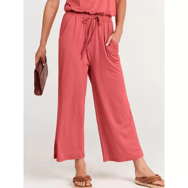 imageANRABESS Women Short Sleeve Summer Casual V Neck Elastic Waist Wide Leg Cropped Pant Jumpsuits Rompers with Pockets02peach