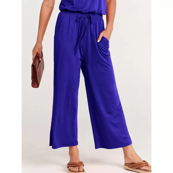 imageANRABESS Women Short Sleeve Summer Casual V Neck Elastic Waist Wide Leg Cropped Pant Jumpsuits Rompers with Pockets02royal Blue