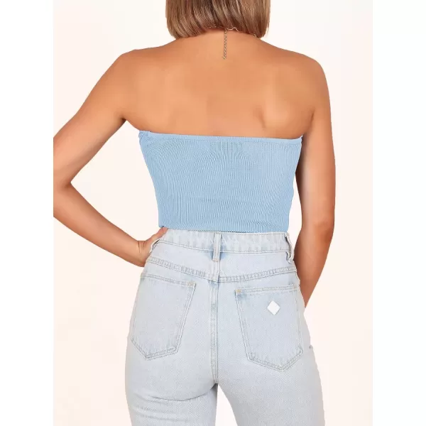 imageANRABESS Women Strapless Crop Tube Top Sexy Ribbed Knit Twisted Knot Front Bandeau Sleeveless Y2K Corset Tanks TopsSky