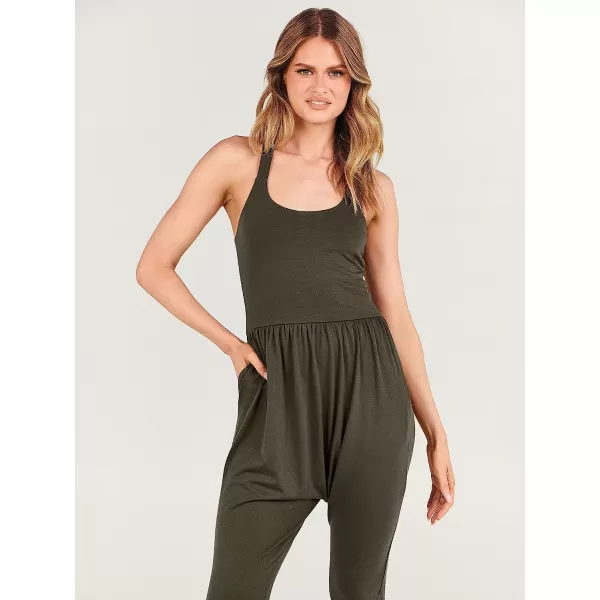imageANRABESS Women Summer Casual Loose Sleeveless Jumpsuit Romper Tank Harem Overalls Yoga OutfitsArmy Green