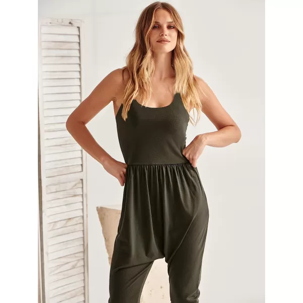 imageANRABESS Women Summer Casual Loose Sleeveless Jumpsuit Romper Tank Harem Overalls Yoga OutfitsArmy Green