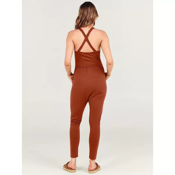 imageANRABESS Women Summer Casual Loose Sleeveless Jumpsuit Romper Tank Harem Overalls Yoga OutfitsBrick Red