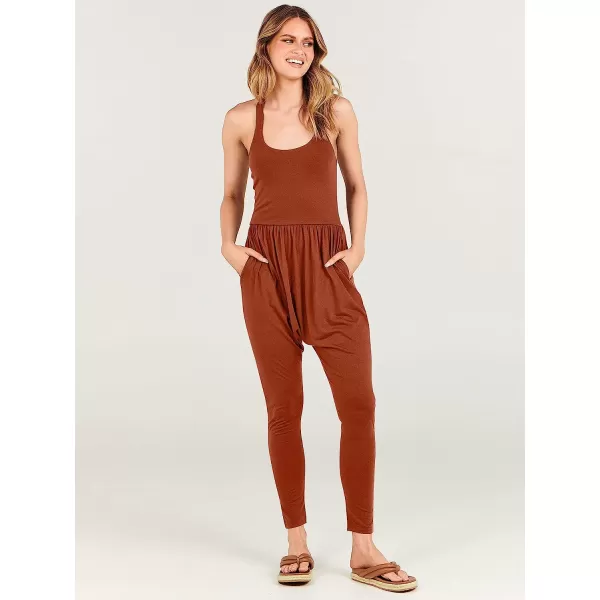 imageANRABESS Women Summer Casual Loose Sleeveless Jumpsuit Romper Tank Harem Overalls Yoga OutfitsBrick Red