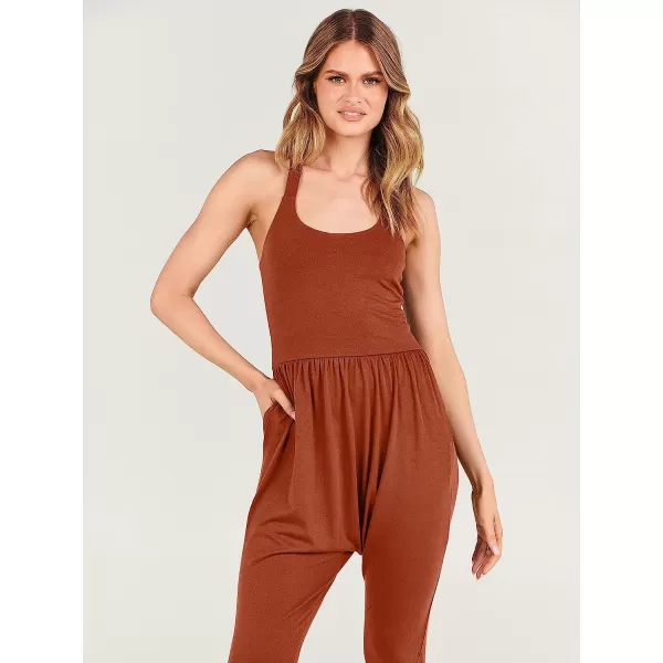 imageANRABESS Women Summer Casual Loose Sleeveless Jumpsuit Romper Tank Harem Overalls Yoga OutfitsBrick Red
