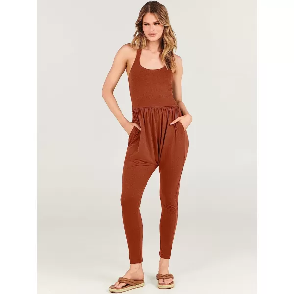 imageANRABESS Women Summer Casual Loose Sleeveless Jumpsuit Romper Tank Harem Overalls Yoga OutfitsBrick Red