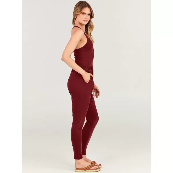 imageANRABESS Women Summer Casual Loose Sleeveless Jumpsuit Romper Tank Harem Overalls Yoga OutfitsBurgundy