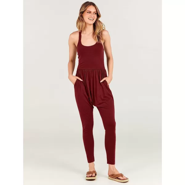 imageANRABESS Women Summer Casual Loose Sleeveless Jumpsuit Romper Tank Harem Overalls Yoga OutfitsBurgundy