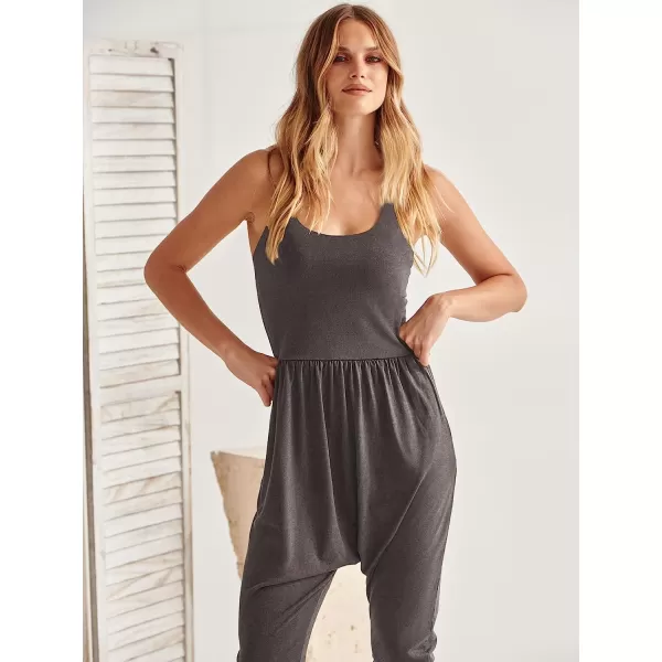 imageANRABESS Women Summer Casual Loose Sleeveless Jumpsuit Romper Tank Harem Overalls Yoga OutfitsGray
