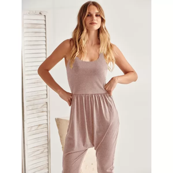 imageANRABESS Women Summer Casual Loose Sleeveless Jumpsuit Romper Tank Harem Overalls Yoga OutfitsTaupe