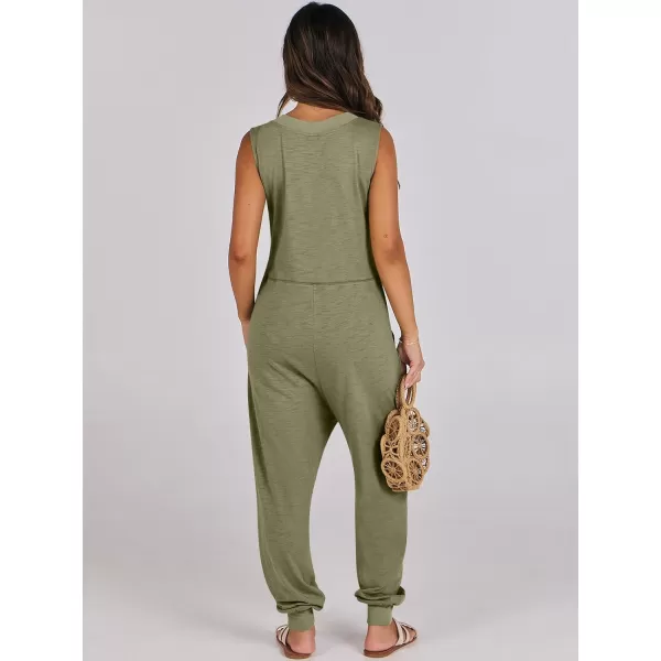 imageANRABESS Women Summer Casual Sleeveless V Neck Harem Jumpsuits One Piece Outfits Baggy Loose Lounge Rompers JumperArmy Green